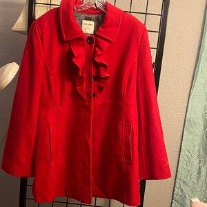 Old Navy Women's Scarlet Pea Coat with Ruffle